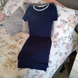 Navy stretch knit ringer tee dress